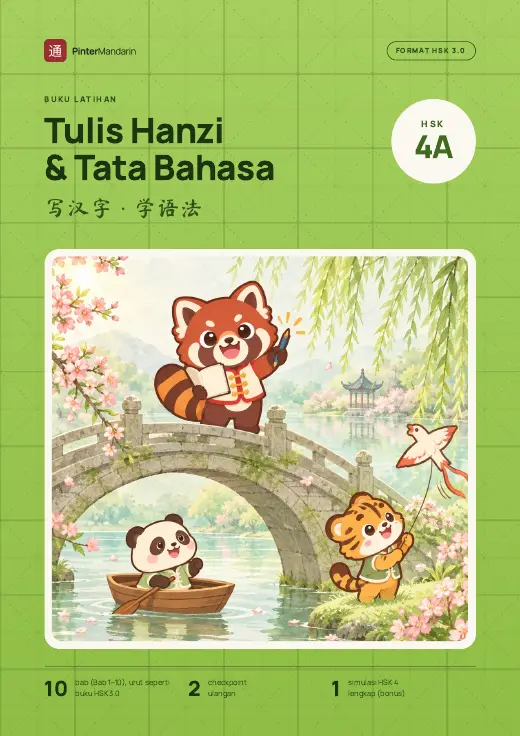 Sampul buku Tulis Hanzi & Tata Bahasa HSK 4A